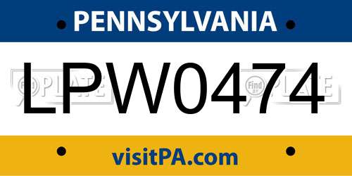 LPW0474 Pennsylvania License Plate