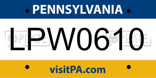 LPW0610 Pennsylvania License Plate