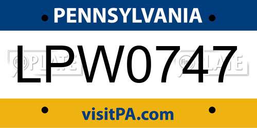 LPW0747 Pennsylvania License Plate