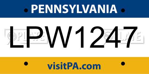 LPW1247 Pennsylvania License Plate