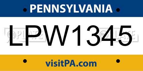 LPW1345 Pennsylvania License Plate