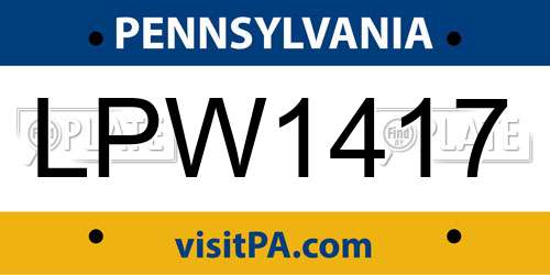 LPW1417 Pennsylvania License Plate