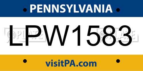 LPW1583 Pennsylvania License Plate