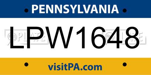 LPW1648 Pennsylvania License Plate