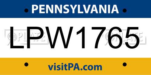 LPW1765 Pennsylvania License Plate