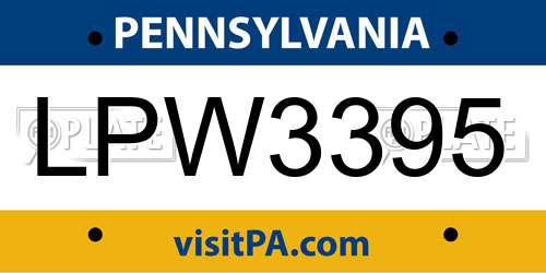 LPW3395 Pennsylvania License Plate