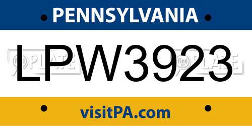 LPW3923 Pennsylvania License Plate