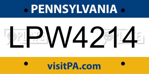 LPW4214 Pennsylvania License Plate
