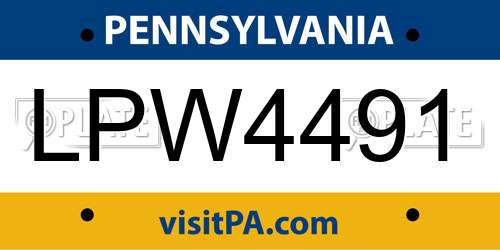 LPW4491 Pennsylvania License Plate