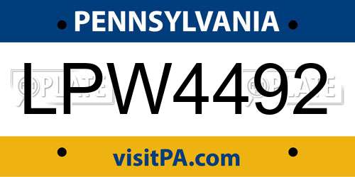LPW4492 Pennsylvania License Plate