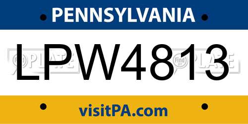 LPW4813 Pennsylvania License Plate