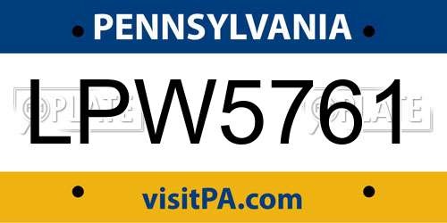 LPW5761 Pennsylvania License Plate