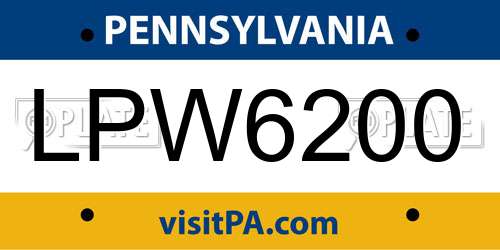 LPW6200 Pennsylvania License Plate