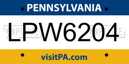 LPW6204 Pennsylvania License Plate