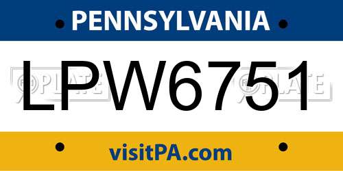 LPW6751 Pennsylvania License Plate
