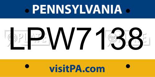 LPW7138 Pennsylvania License Plate