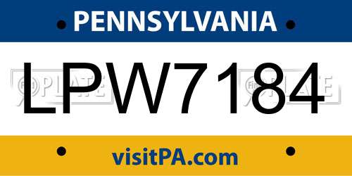 LPW7184 Pennsylvania License Plate
