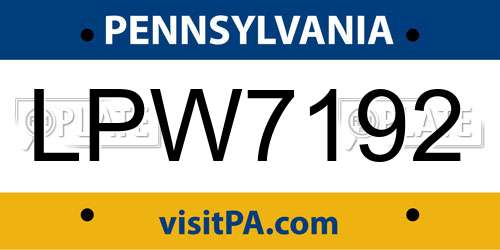 LPW7192 Pennsylvania License Plate