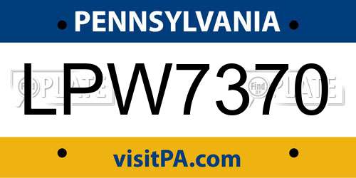 LPW7370 Pennsylvania License Plate