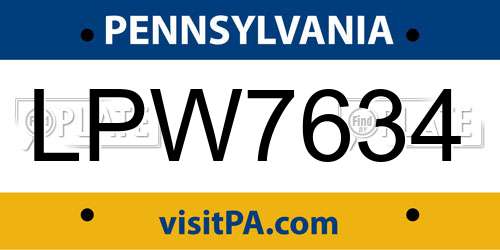 LPW7634 Pennsylvania License Plate