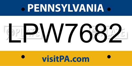 LPW7682 Pennsylvania License Plate