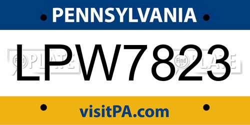 LPW7823 Pennsylvania License Plate