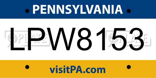 LPW8153 Pennsylvania License Plate