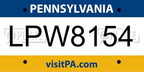 LPW8154 Pennsylvania License Plate