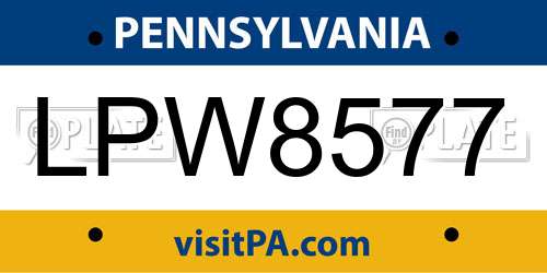 LPW8577 Pennsylvania License Plate