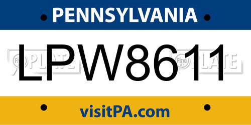 LPW8611 Pennsylvania License Plate