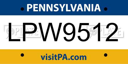 LPW9512 Pennsylvania License Plate