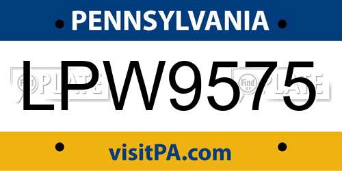 LPW9575 Pennsylvania License Plate