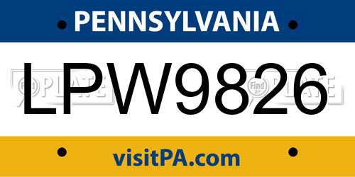 LPW9826 Pennsylvania License Plate