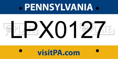 LPX0127 Pennsylvania License Plate