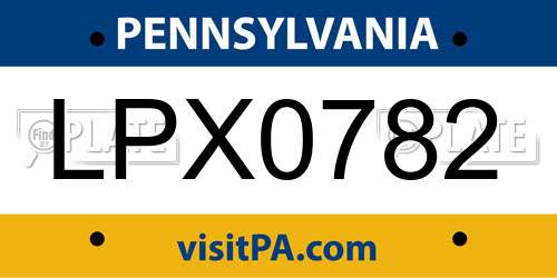 LPX0782 Pennsylvania License Plate