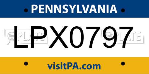 LPX0797 Pennsylvania License Plate