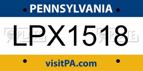 LPX1518 Pennsylvania License Plate