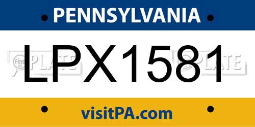 LPX1581 Pennsylvania License Plate