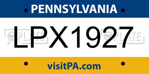 LPX1927 Pennsylvania License Plate