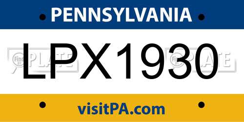 LPX1930 Pennsylvania License Plate