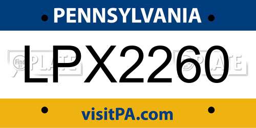 LPX2260 Pennsylvania License Plate