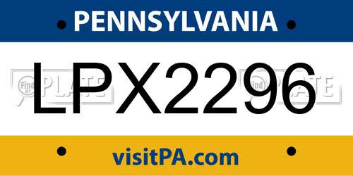 LPX2296 Pennsylvania License Plate