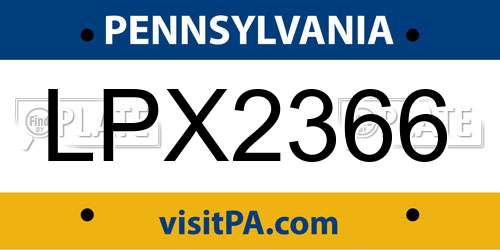 LPX2366 Pennsylvania License Plate