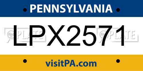 LPX2571 Pennsylvania License Plate