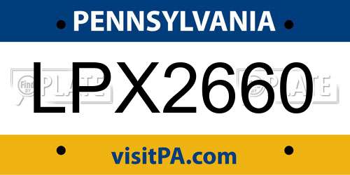 LPX2660 Pennsylvania License Plate