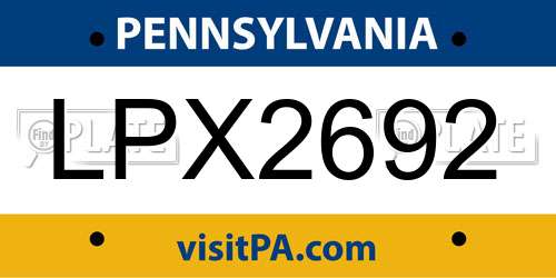 LPX2692 Pennsylvania License Plate