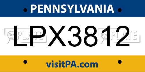 LPX3812 Pennsylvania License Plate