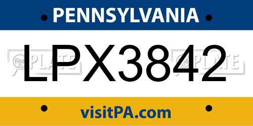 LPX3842 Pennsylvania License Plate