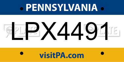 LPX4491 Pennsylvania License Plate