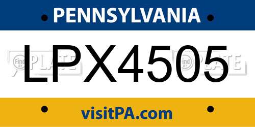 LPX4505 Pennsylvania License Plate